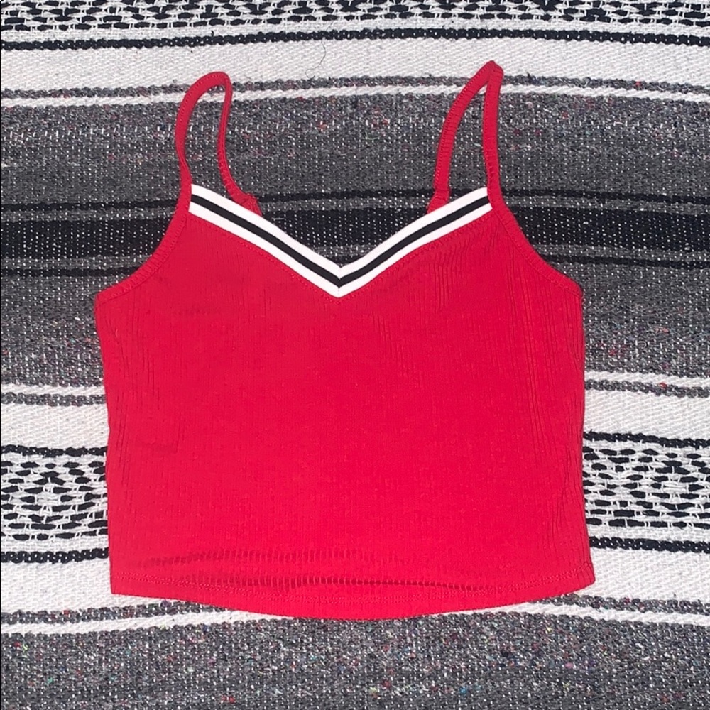 Red ribbed crop top